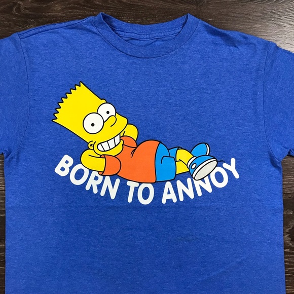 The Simpson’s Bart Simpson Born To Annoy Boys Cartoon Show Blue T-Shirt Size L - Picture 2 of 8